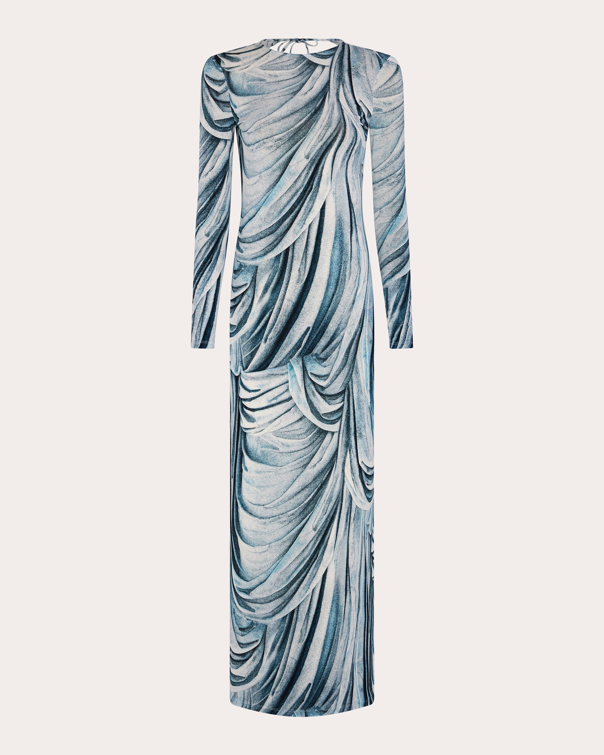 Printed Open-Back Jersey Maxi Dress