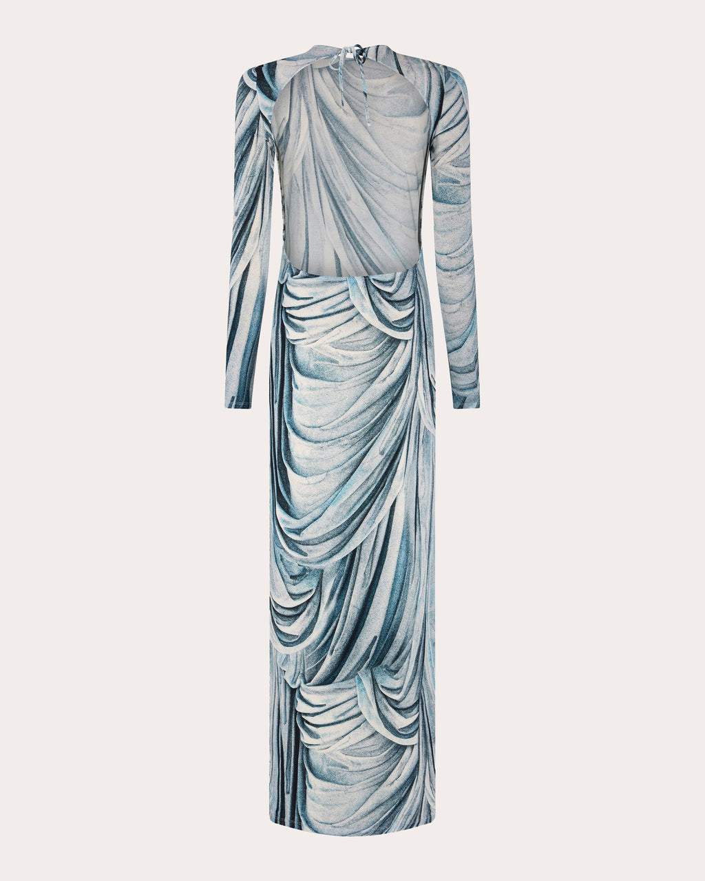 Printed Open-Back Jersey Maxi Dress