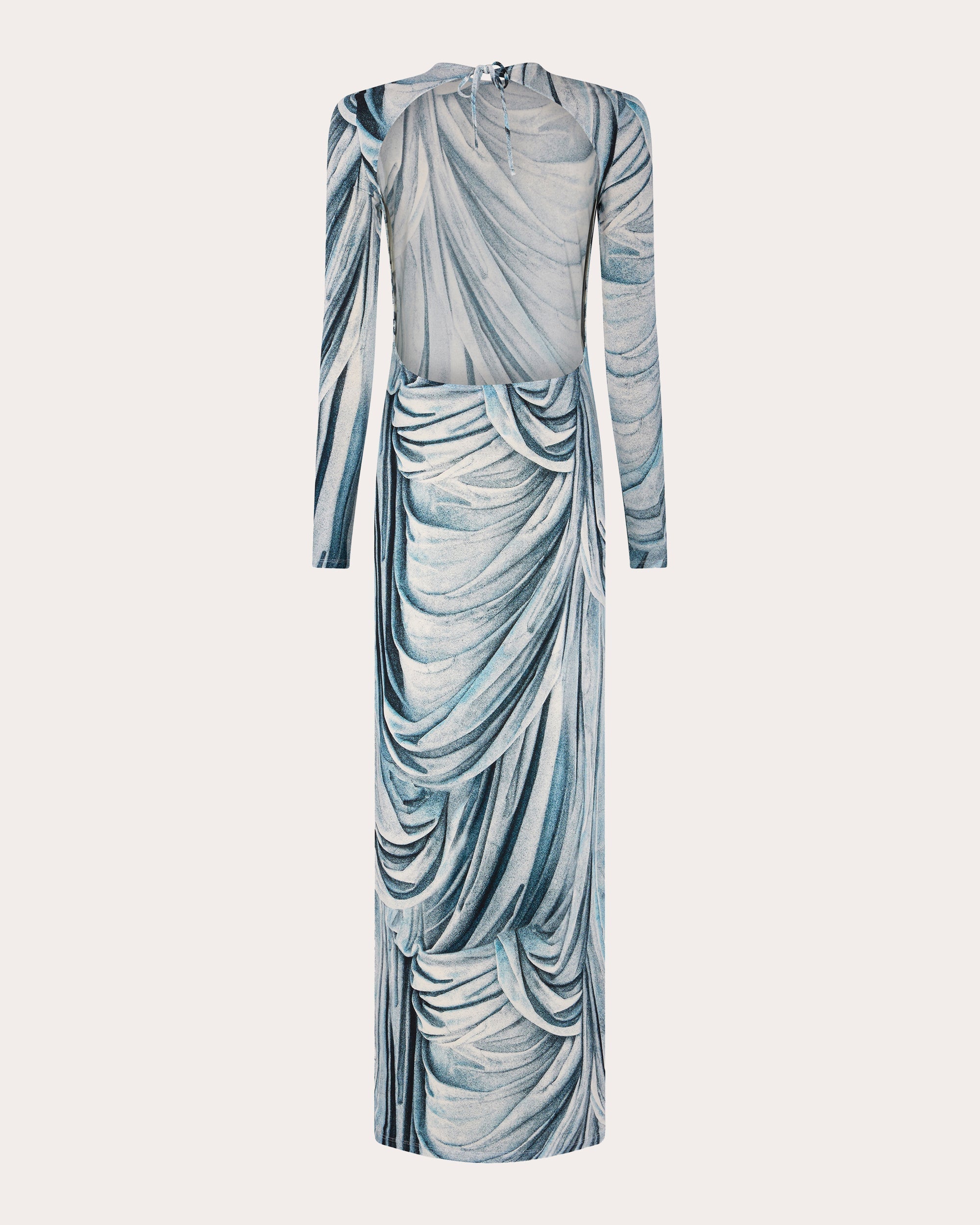 Printed Open-Back Jersey Maxi Dress