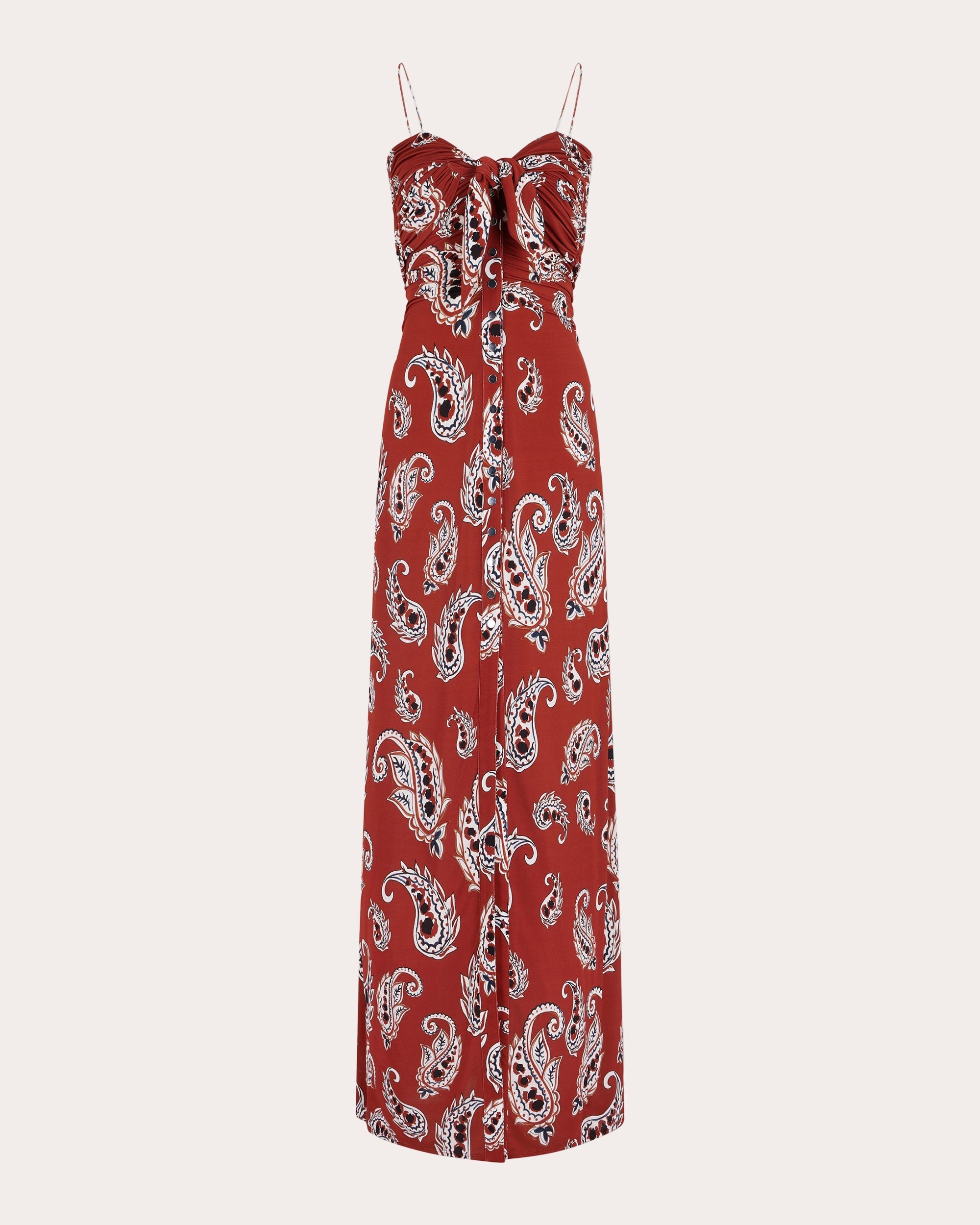 Knotted Paisley-Print Stretch-Jersey Maxi Dress