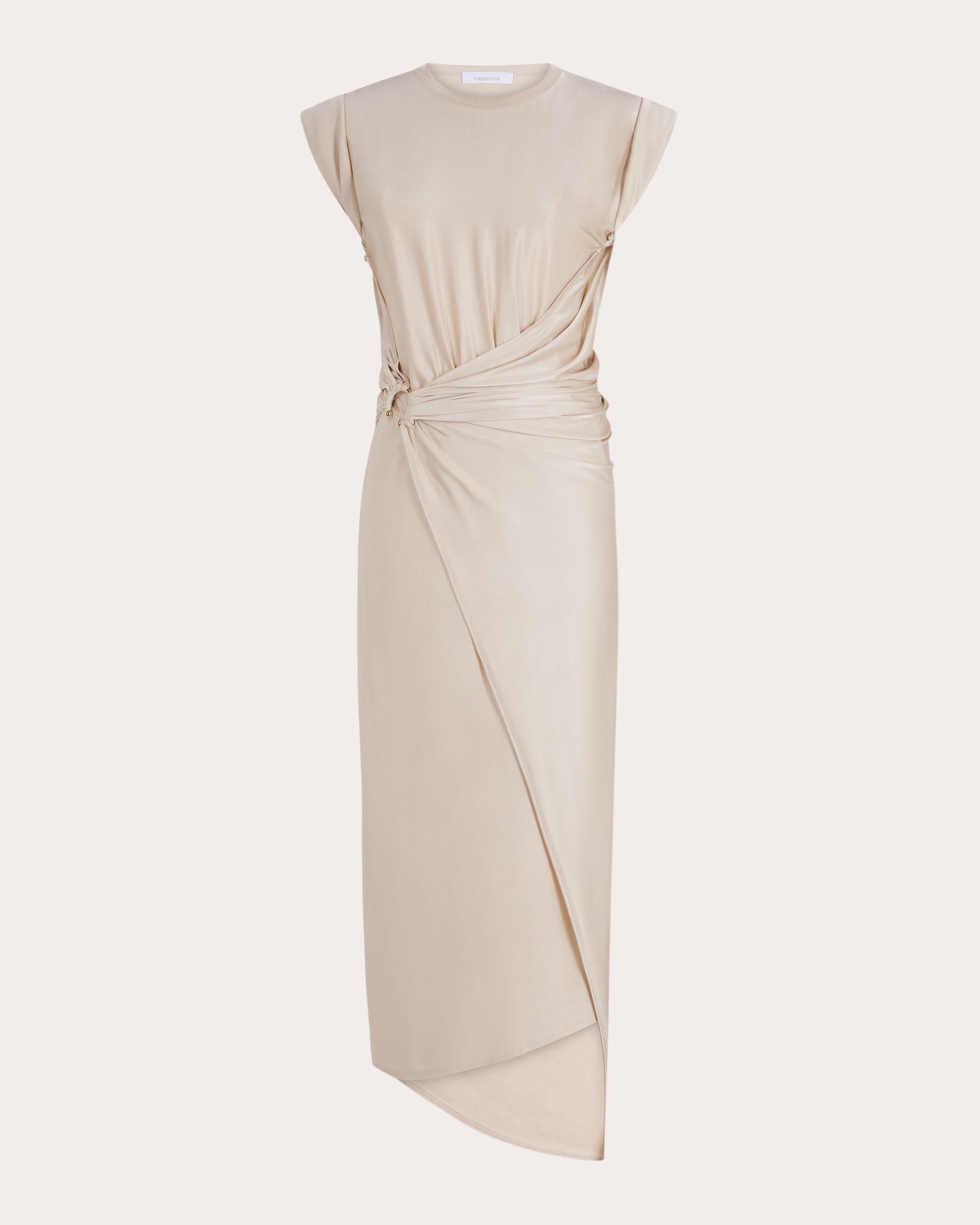 Asymmetric Draped Satin-Jersey Midi Dress