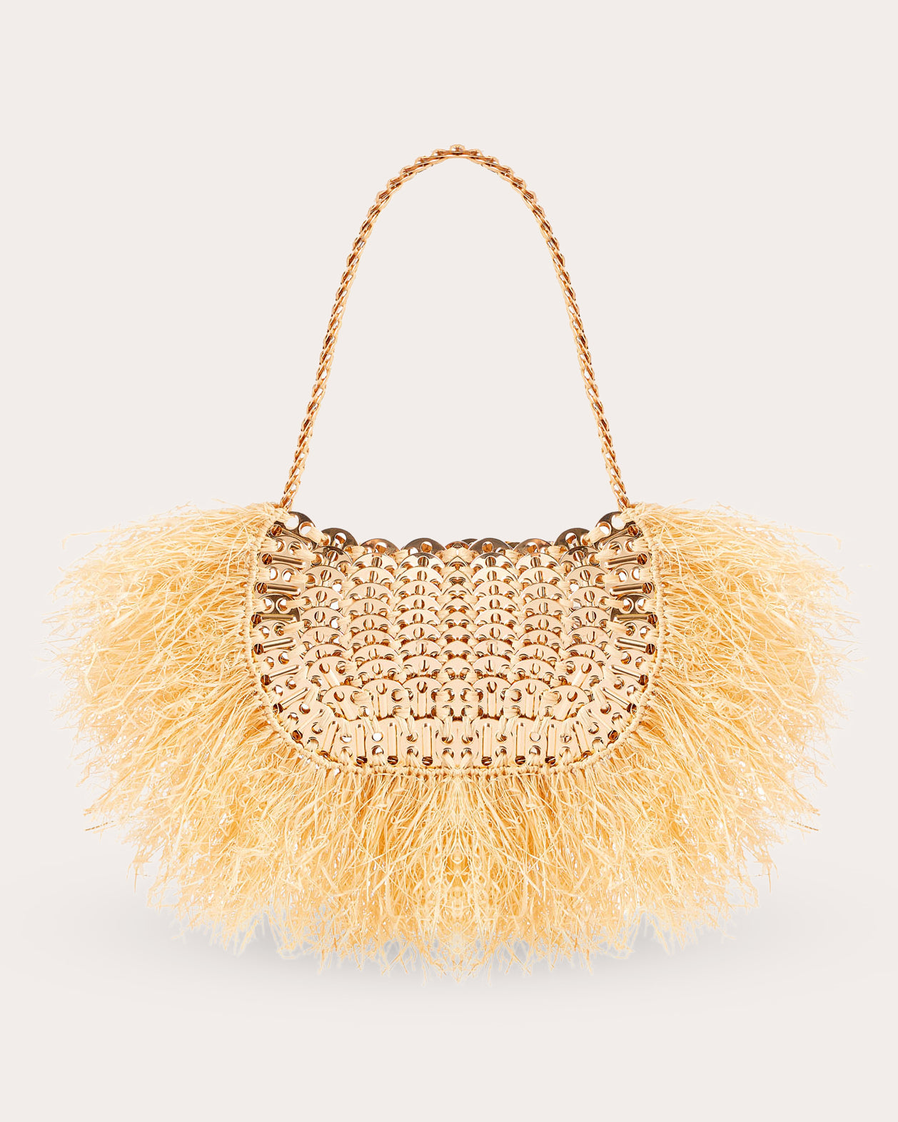 Iconic 1969 Nano Raffia-Fringed Chainmail Bag