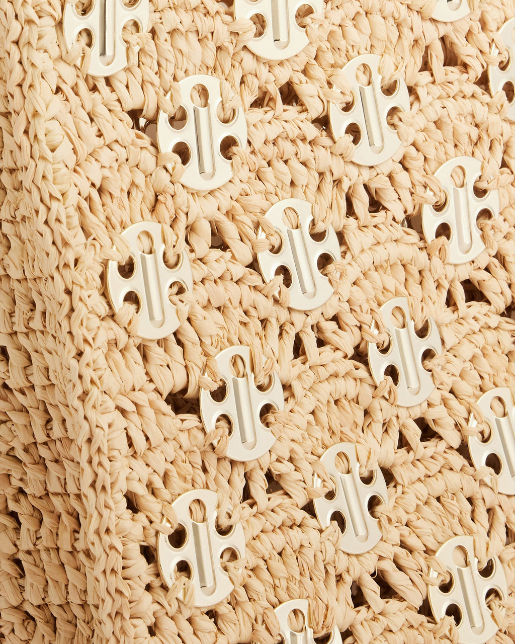 Iconic 1969 Wave Chainmail Embellished Raffia Shoulder Bag