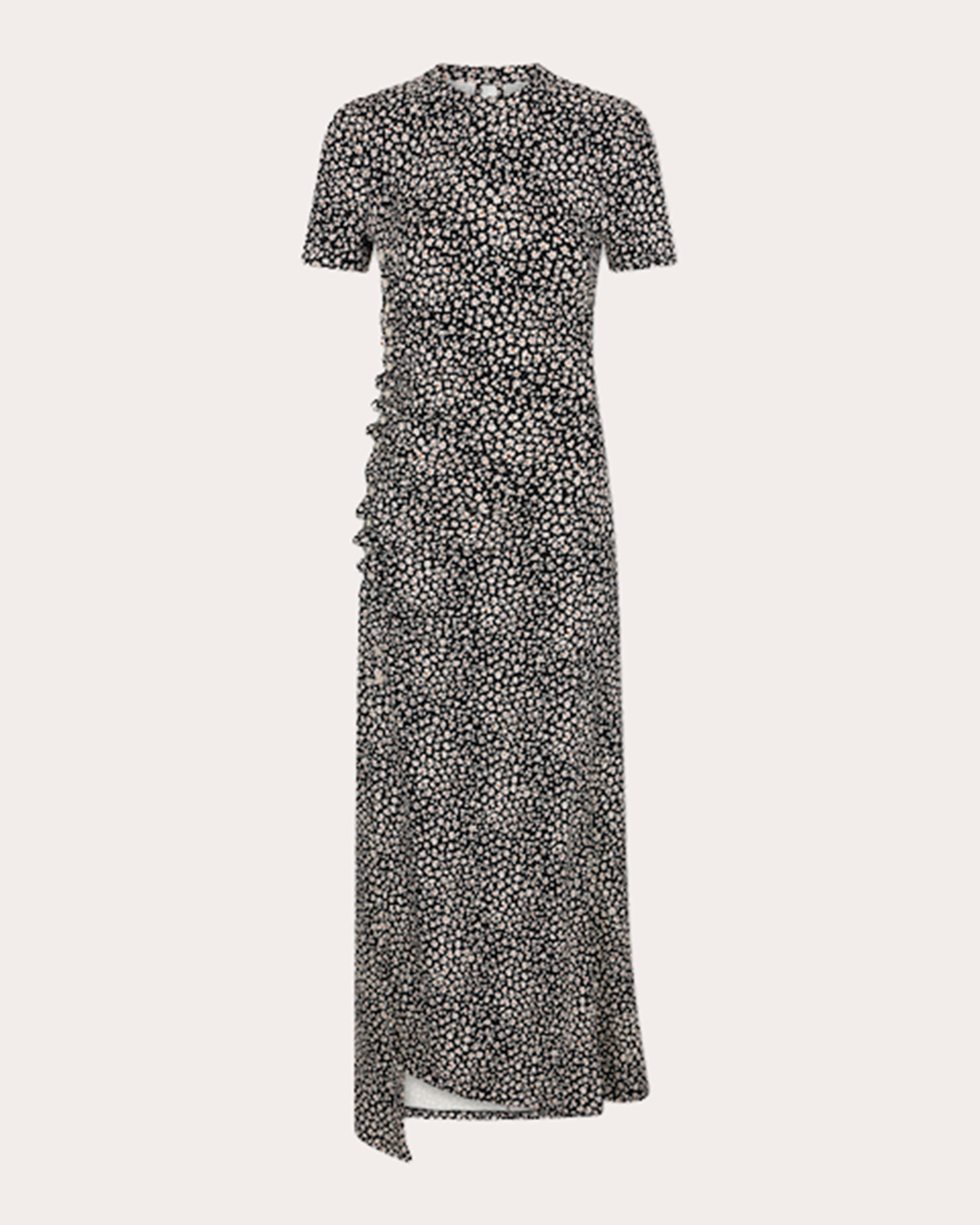 Printed Gathered Stretch-Jersey Midi Dress