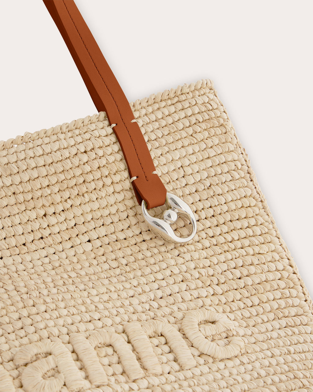 Raffia Logo Basket Tote Bag