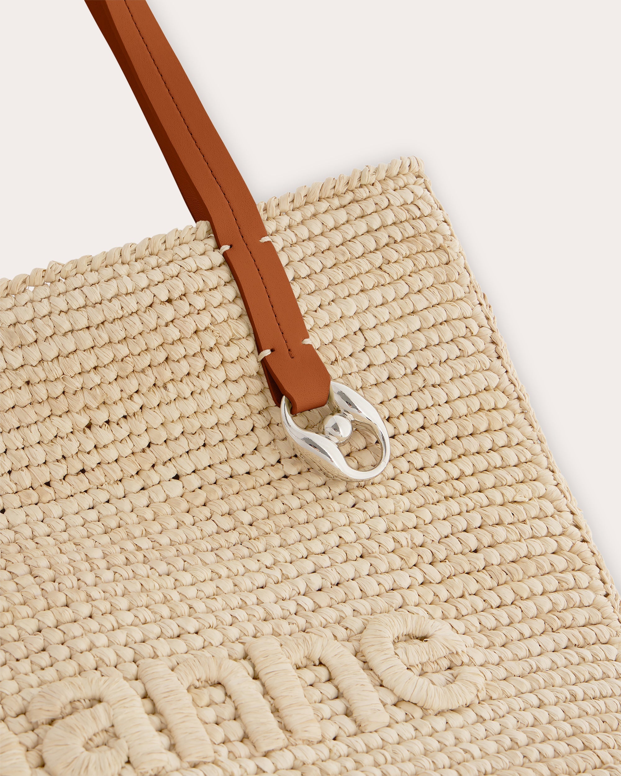Raffia Logo Basket Tote Bag