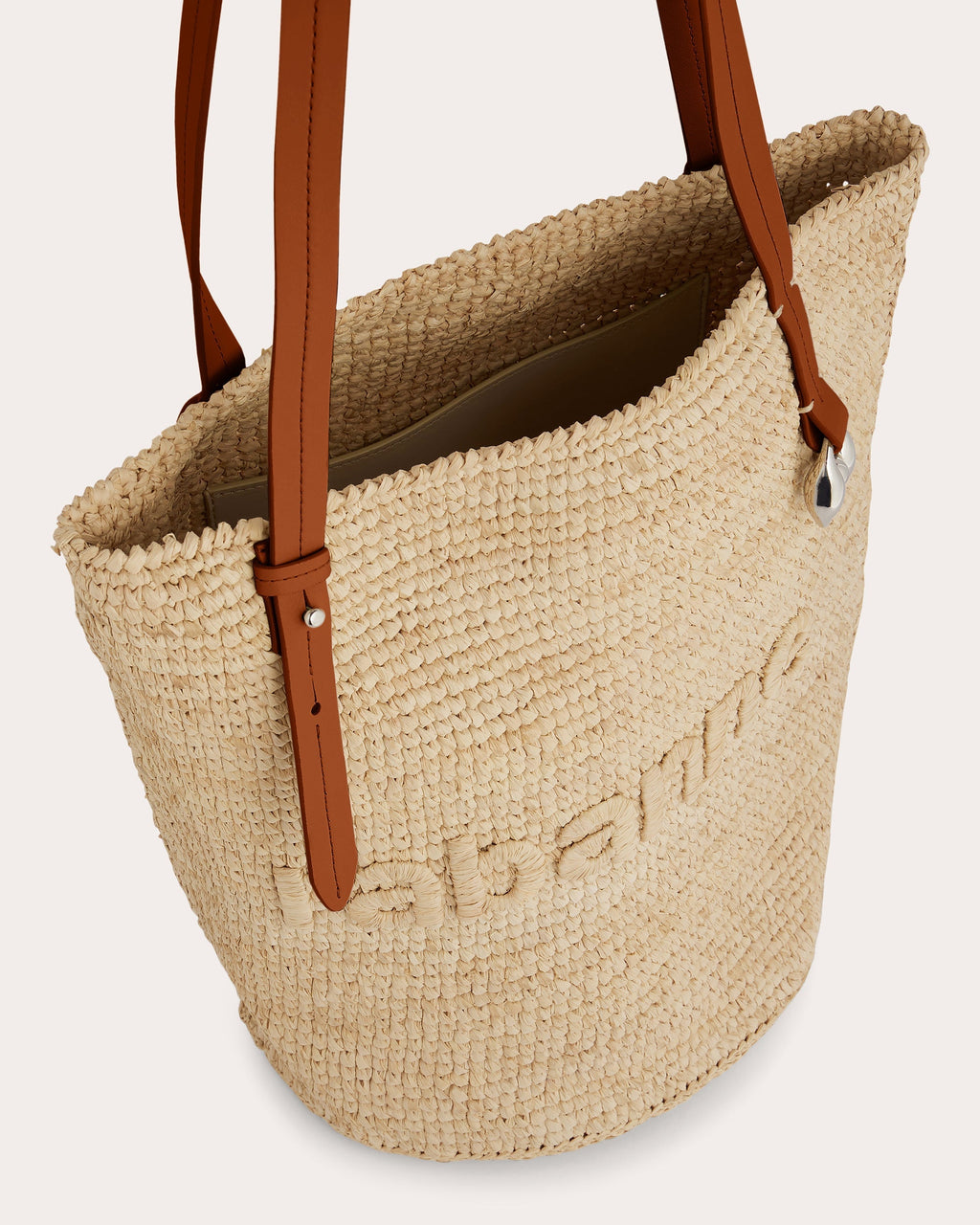 Raffia Logo Basket Tote Bag