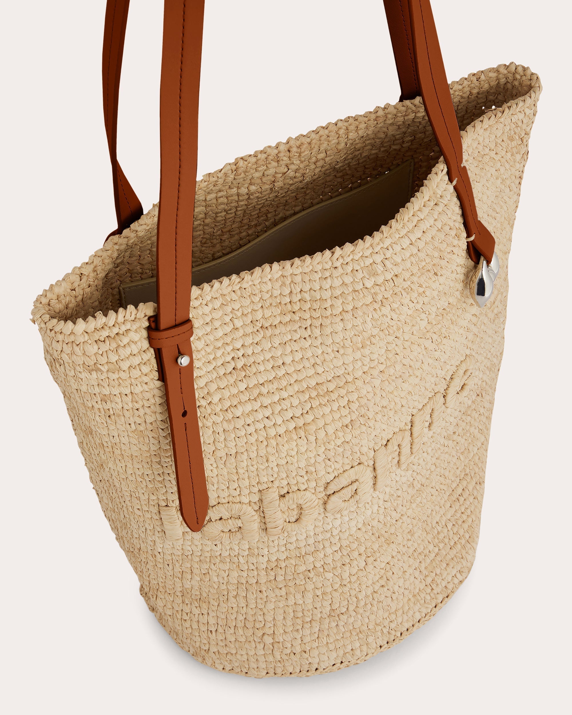 Raffia Logo Basket Tote Bag