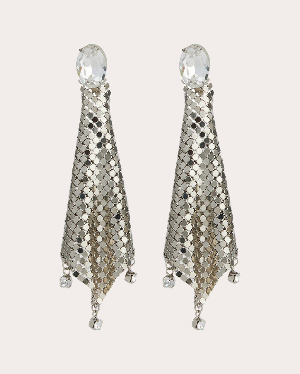 Crystal-Embellished Chainmail Mesh Earrings