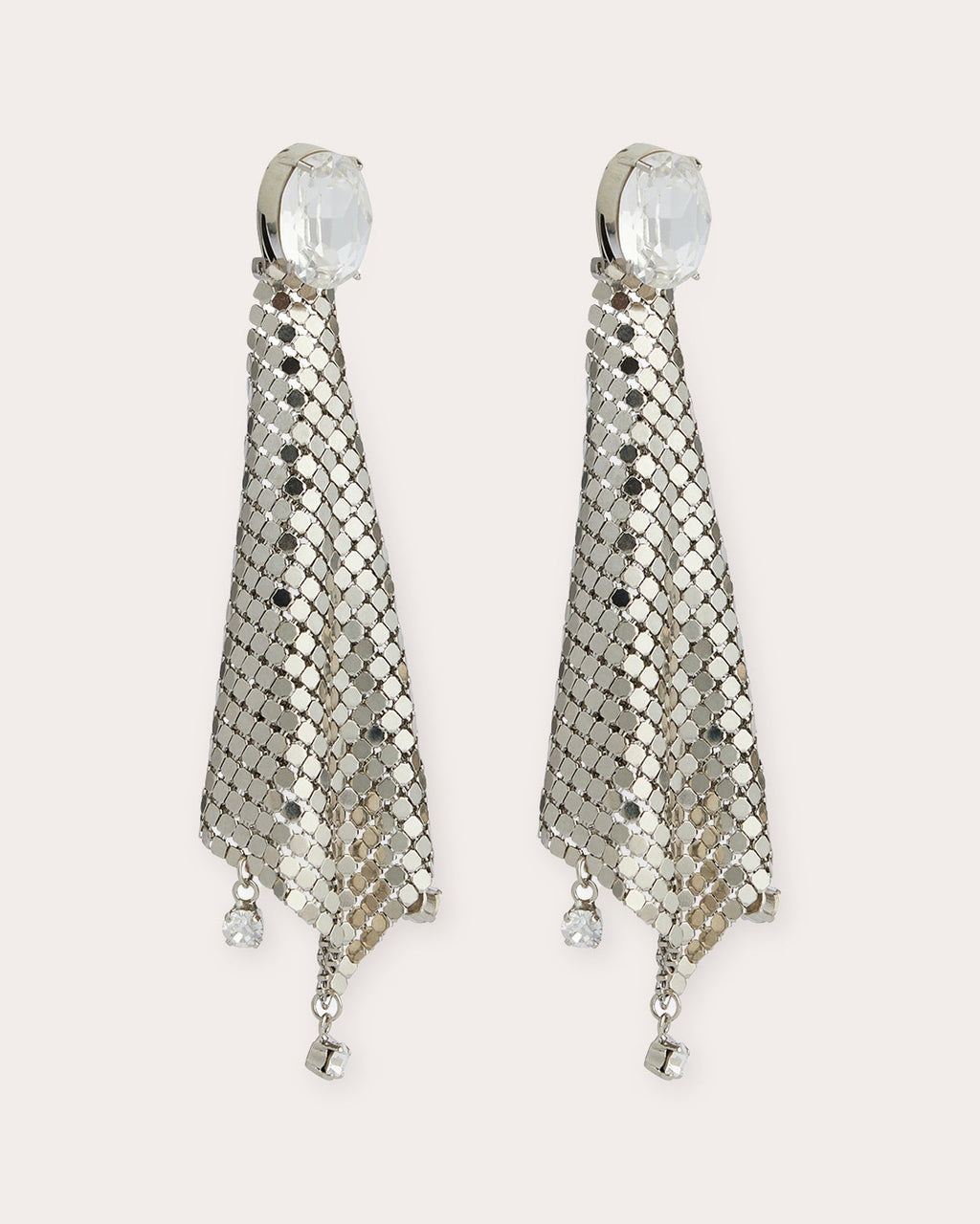 Crystal-Embellished Chainmail Mesh Earrings