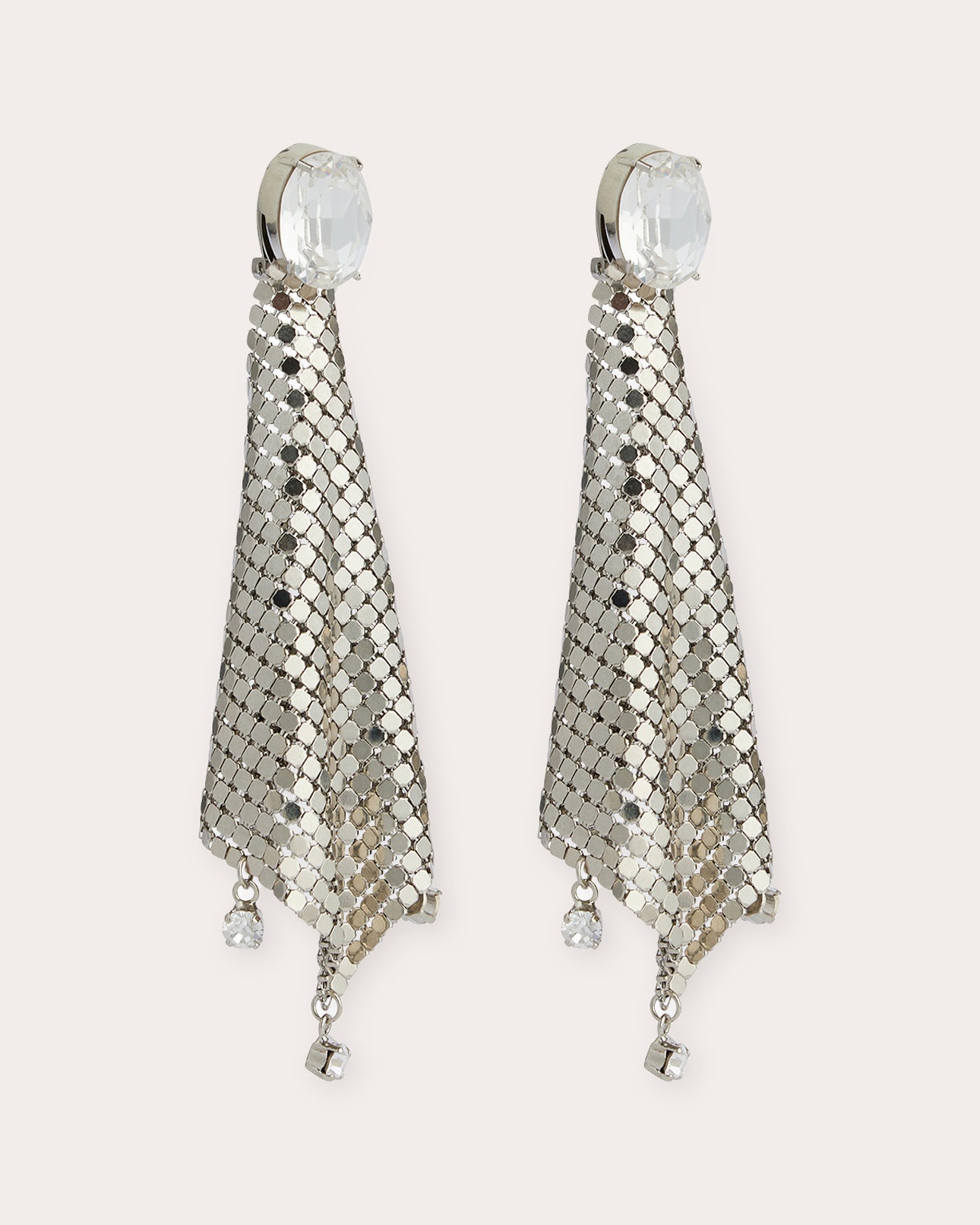Crystal-Embellished Chainmail Mesh Earrings