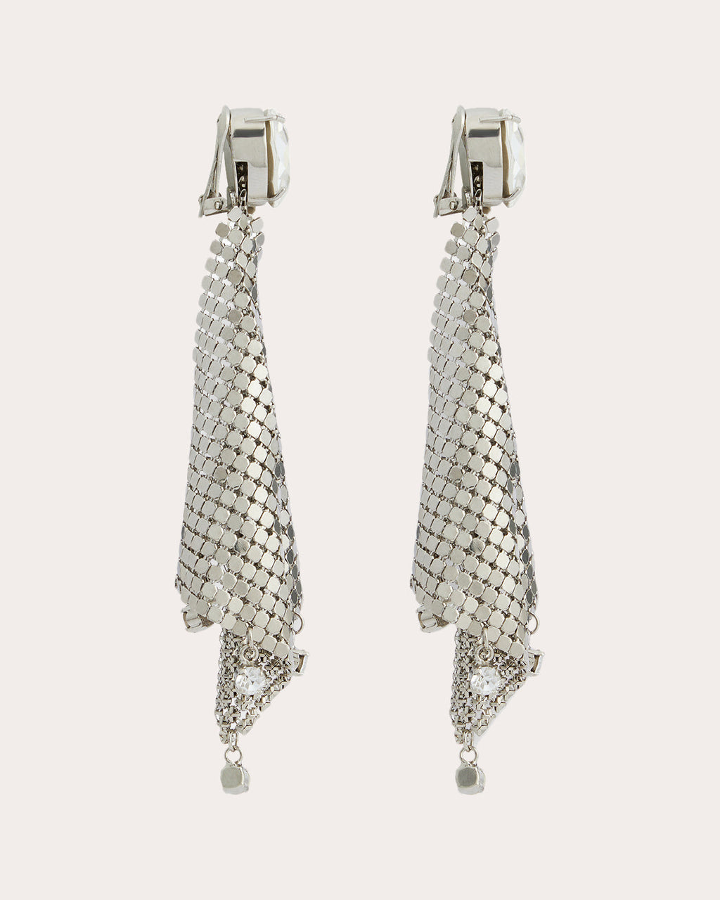 Crystal-Embellished Chainmail Mesh Earrings