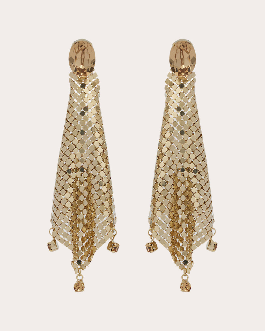 Crystal-Embellished Chainmail Mesh Earrings