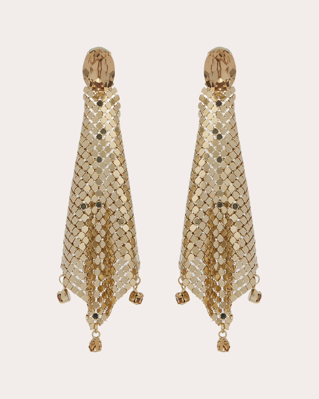 Crystal-Embellished Chainmail Mesh Earrings