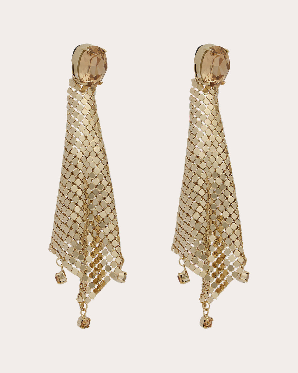 Crystal-Embellished Chainmail Mesh Earrings