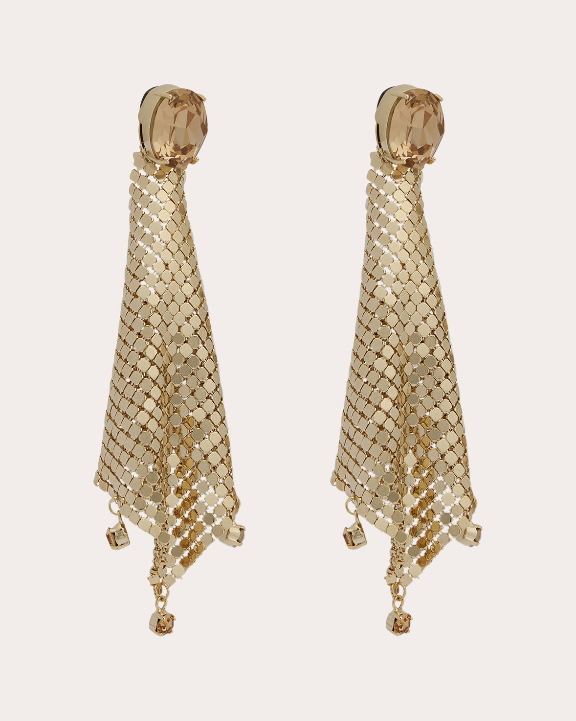 Crystal-Embellished Chainmail Mesh Earrings