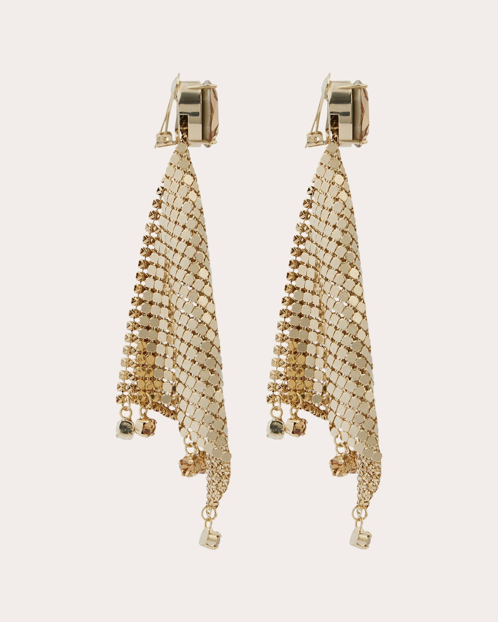 Crystal-Embellished Chainmail Mesh Earrings