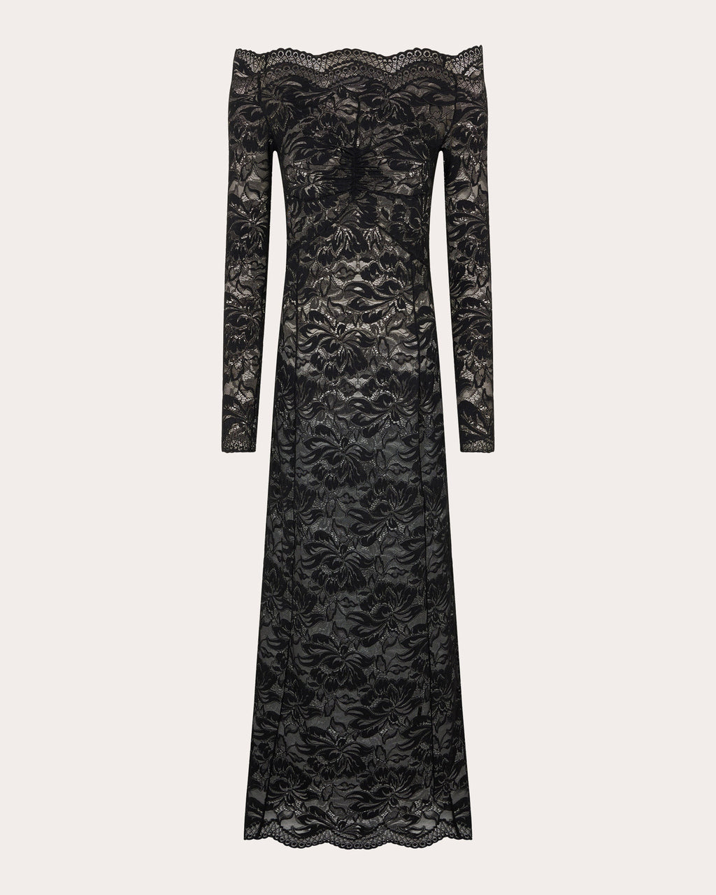 Sheer Floral Lace Maxi Dress