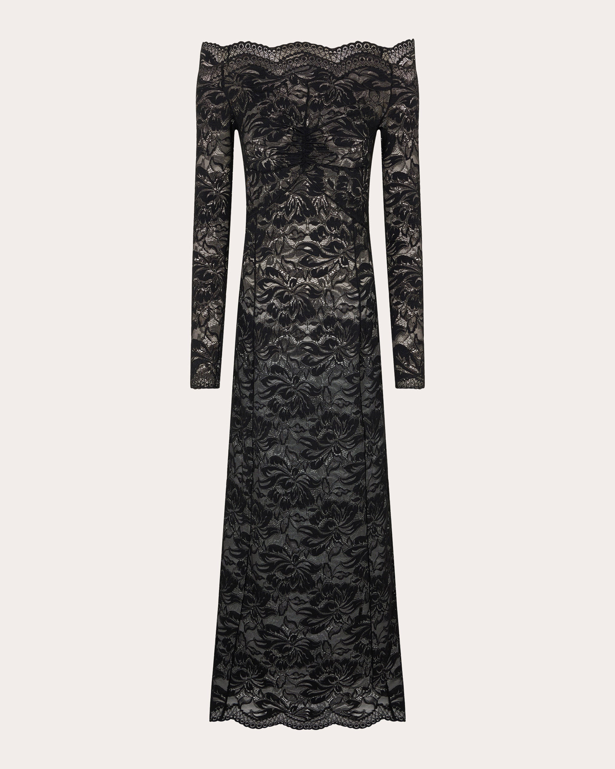 Sheer Floral Lace Maxi Dress