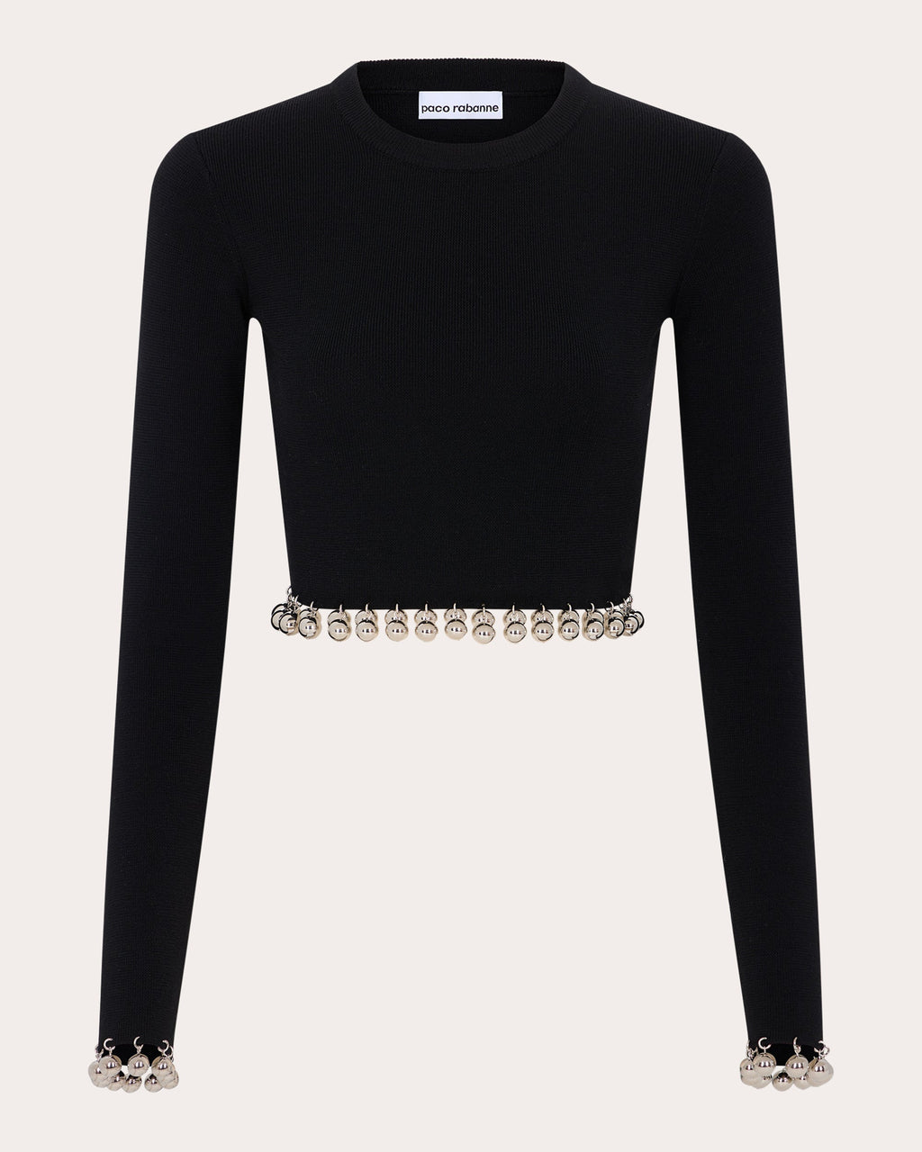 Bead-Embellished Cropped Wool Top