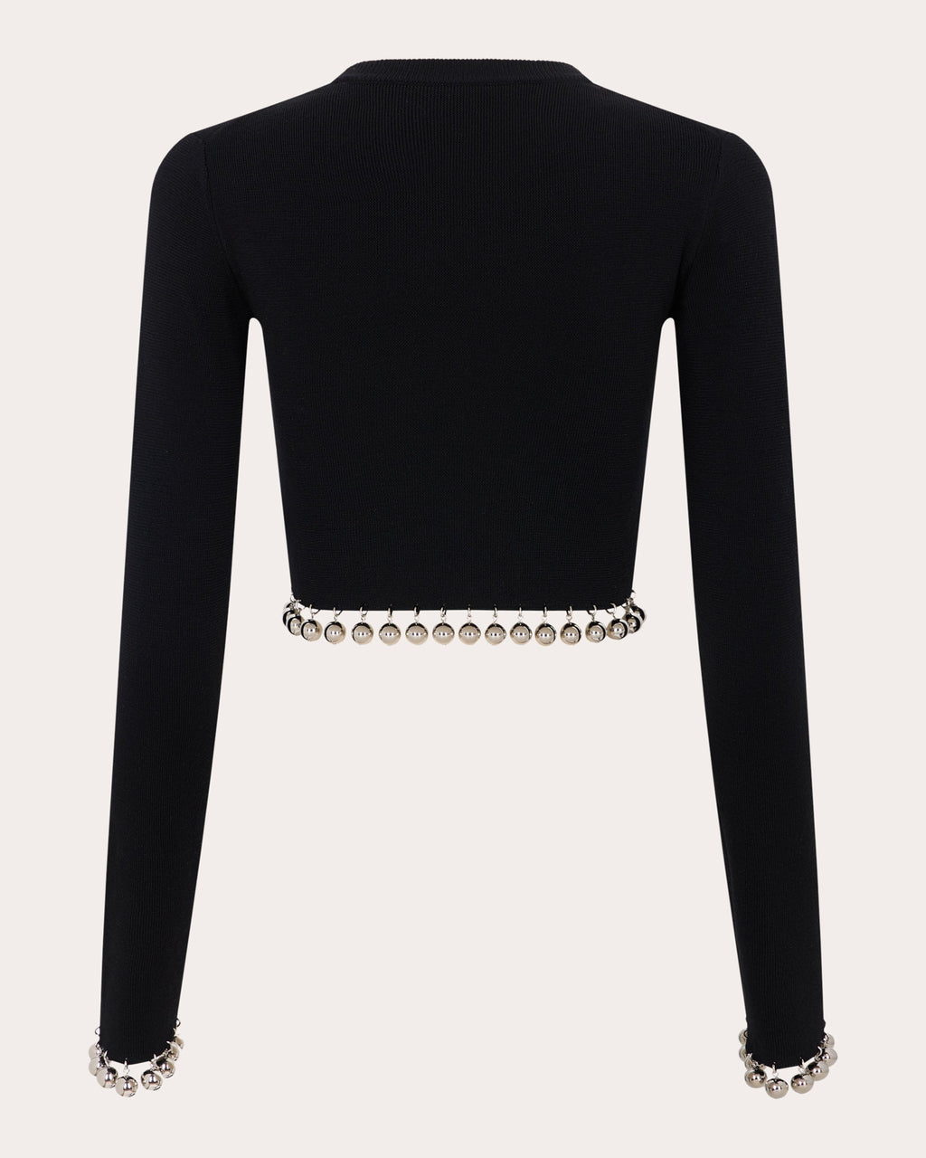 Bead-Embellished Cropped Wool Top