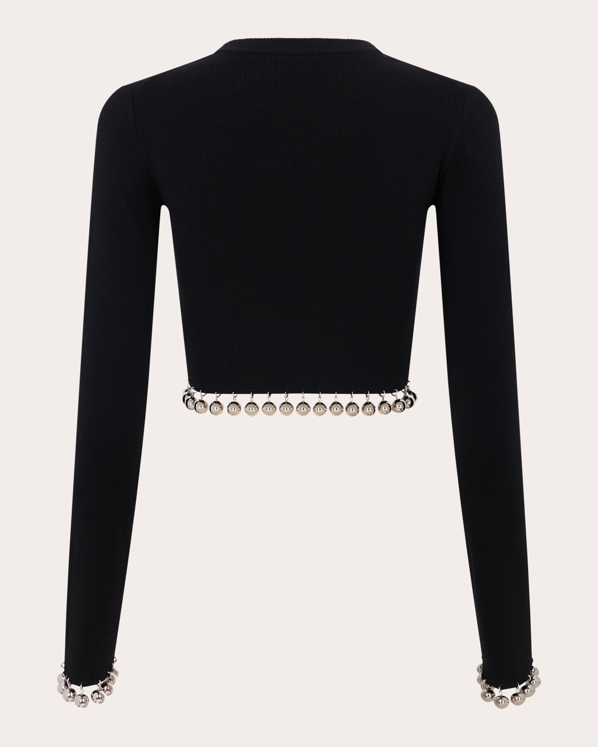 Bead-Embellished Cropped Wool Top