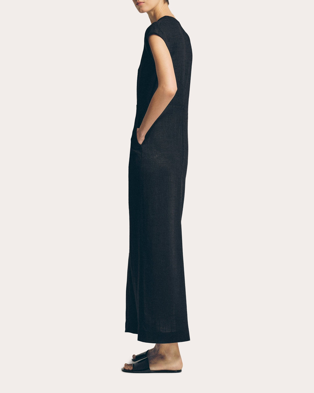 Linen-Blend Midi Dress