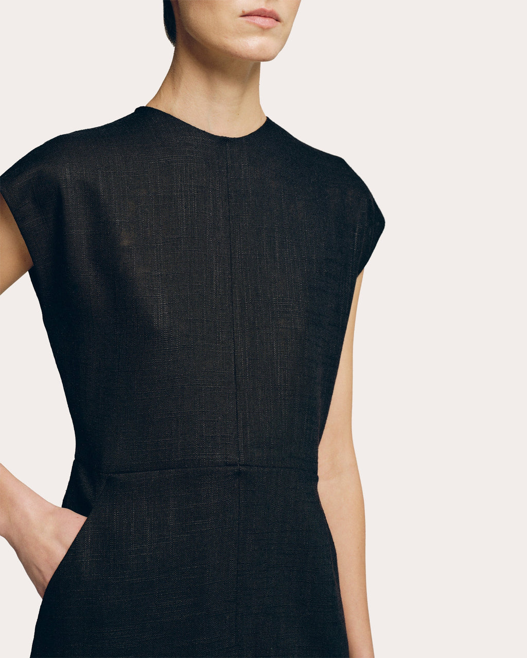 Linen-Blend Midi Dress