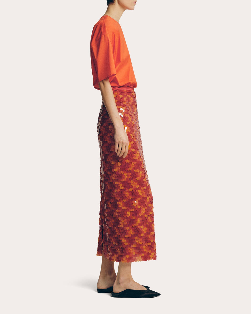 Paillette-Embellished Midi Skirt