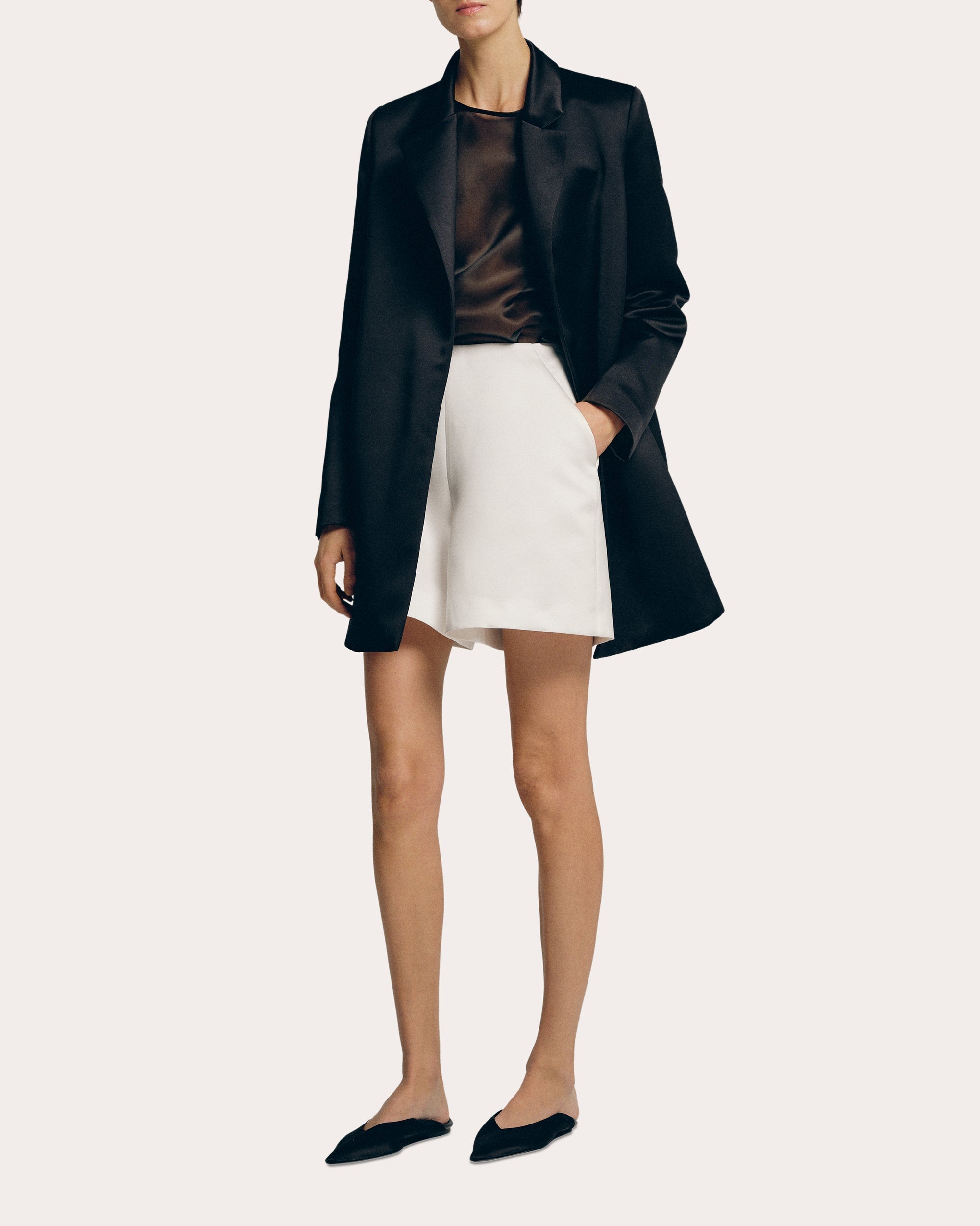 High-Waisted Duchesse Satin Shorts