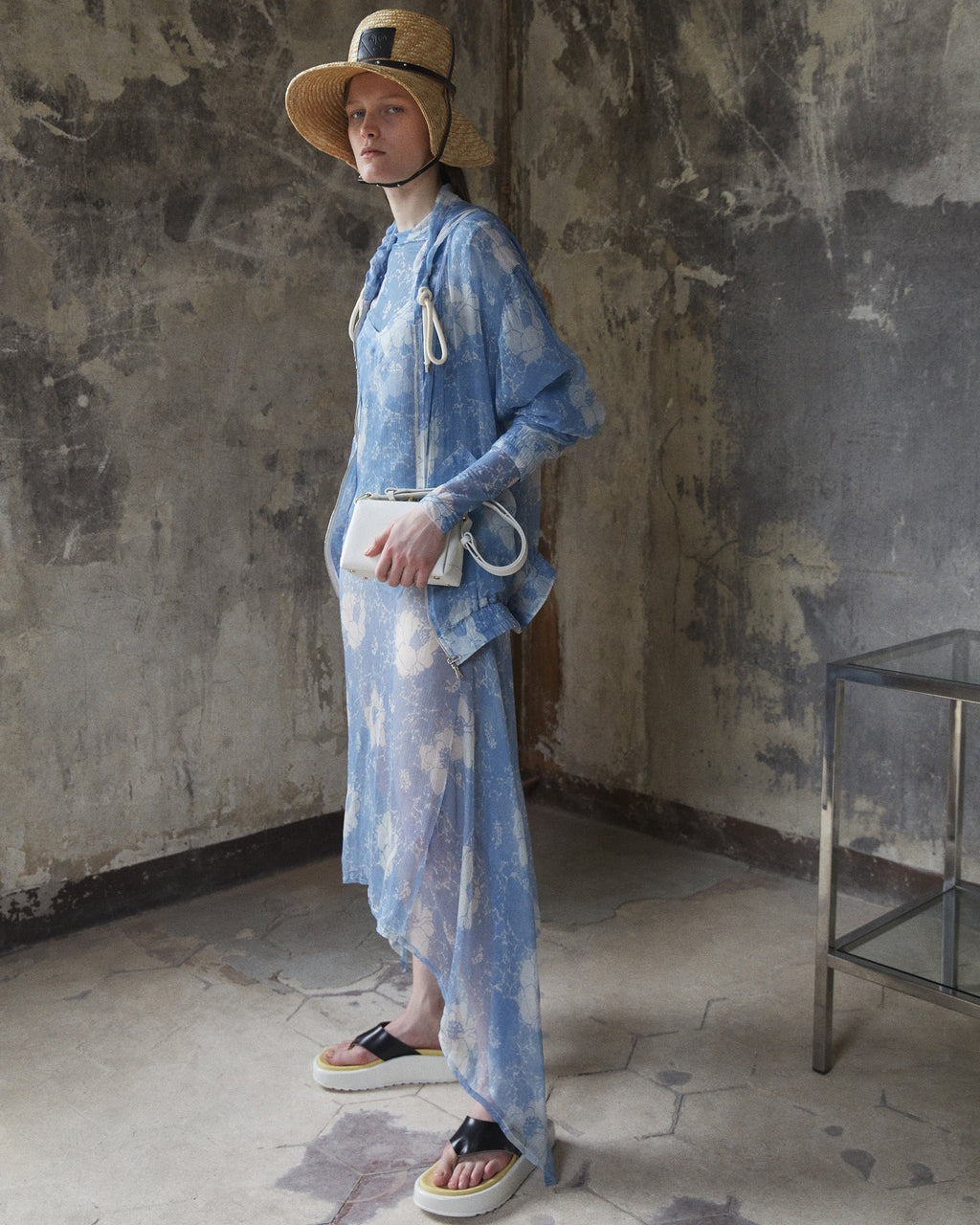 Asymmetric Printed Silk Midi Dress