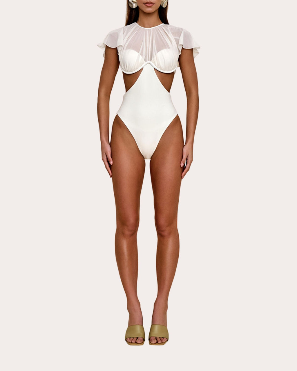 Naru Gathered Mesh Cutout Swimsuit