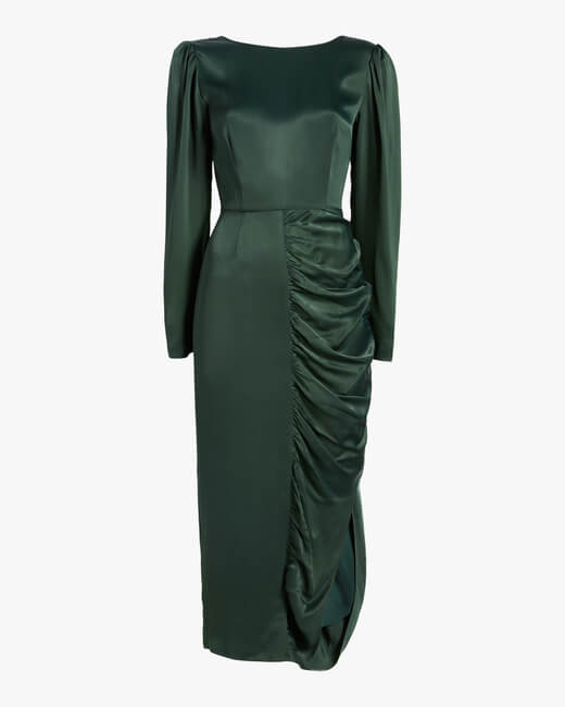 Gathered Crêpe Satin Dress