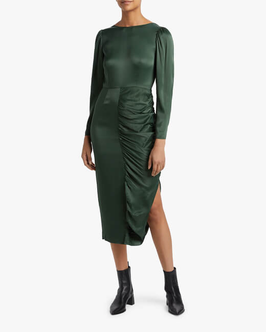 Gathered Crêpe Satin Dress