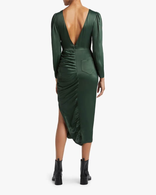 Gathered Crêpe Satin Dress