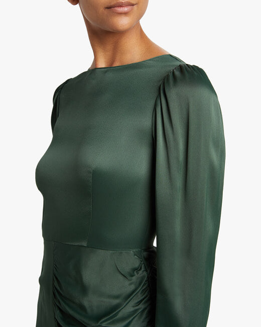 Gathered Crêpe Satin Dress