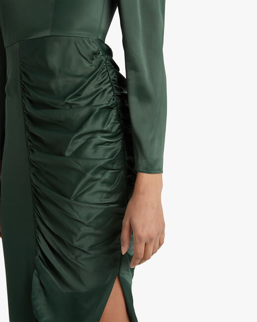 Gathered Crêpe Satin Dress