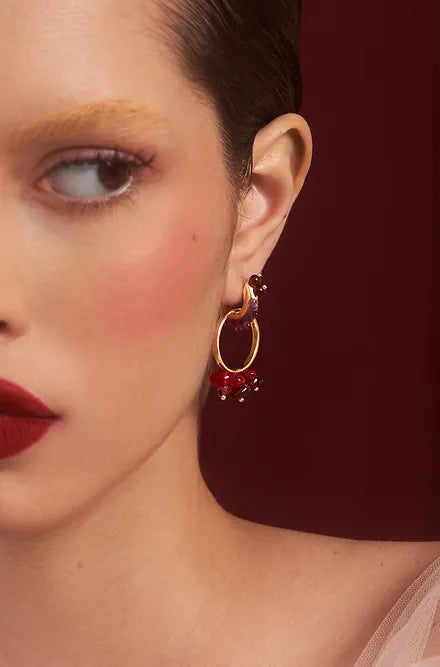 Woohoo 18K Gold Multi-Stone Hoop Earrings