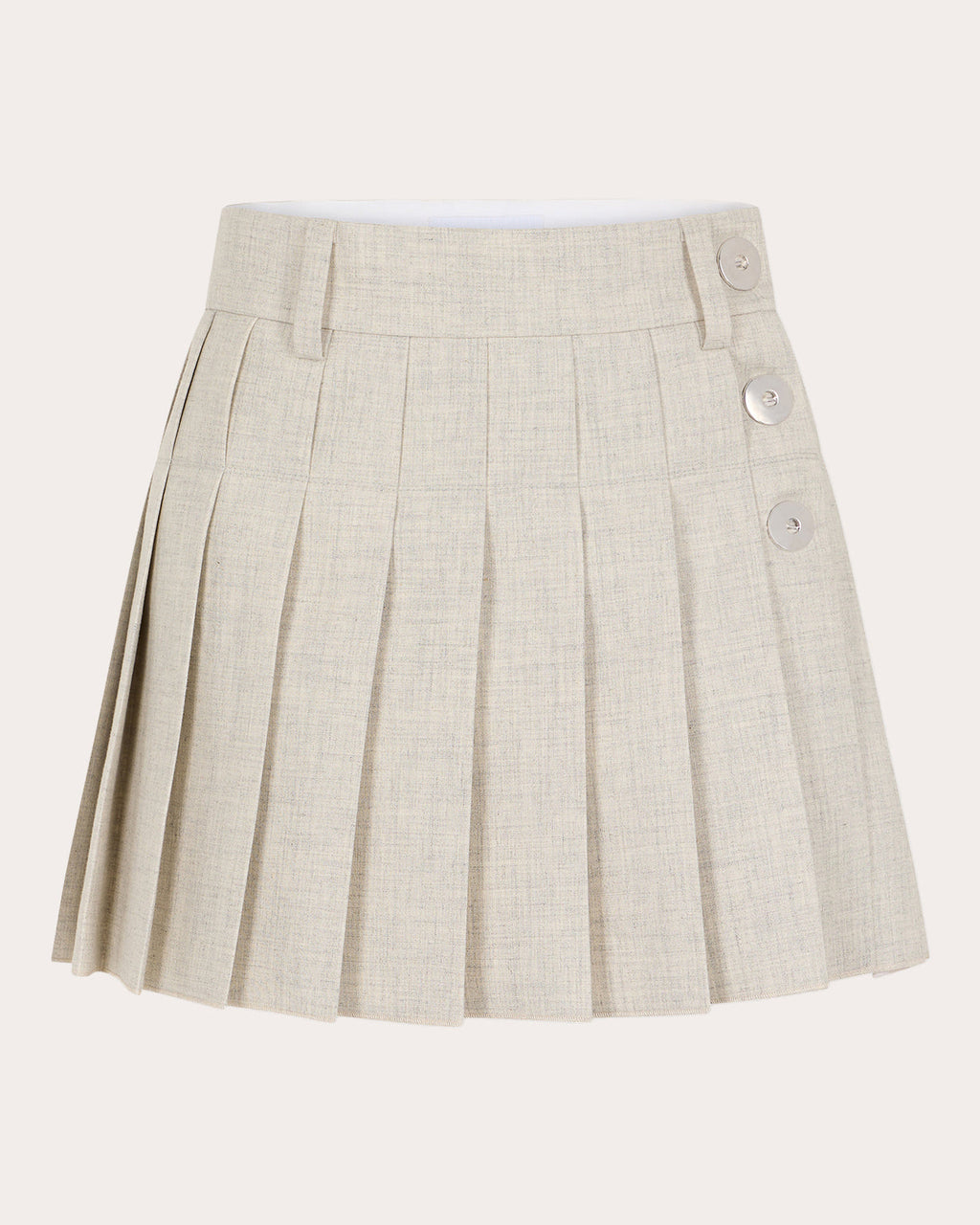 Pleated Wool and Cotton Blend Mini Skirt
