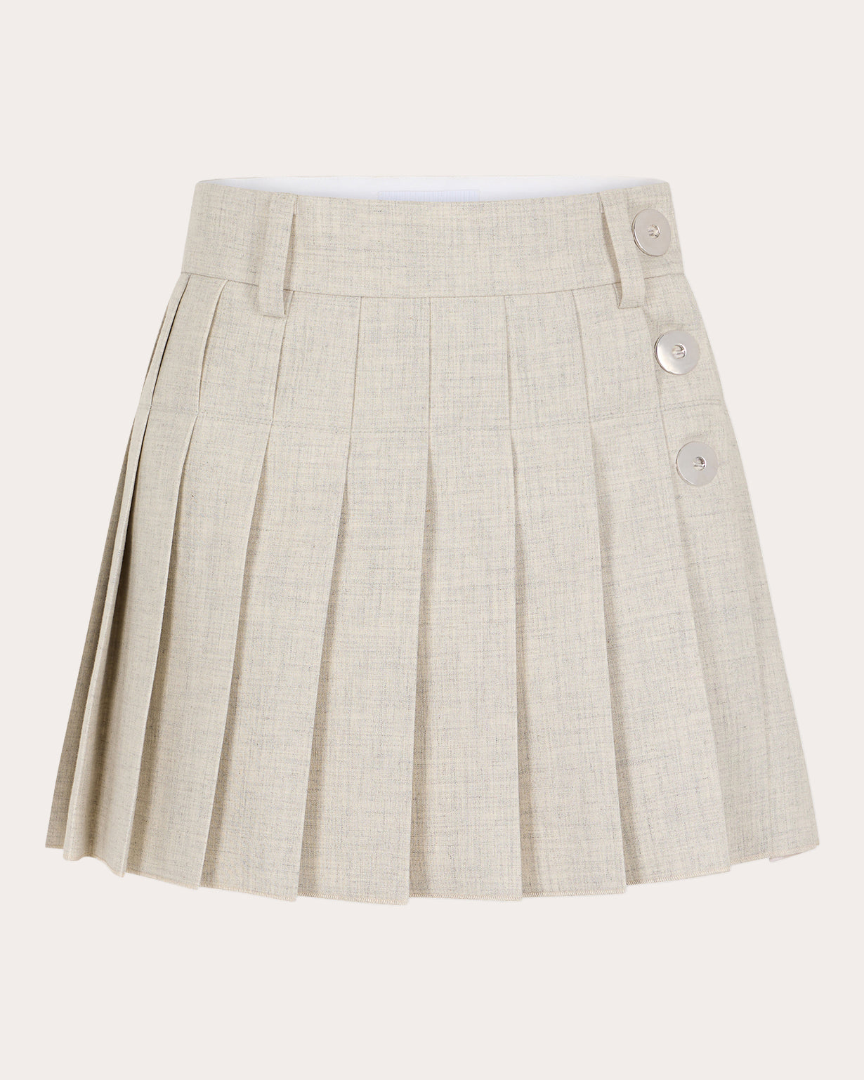 Pleated Wool and Cotton Blend Mini Skirt