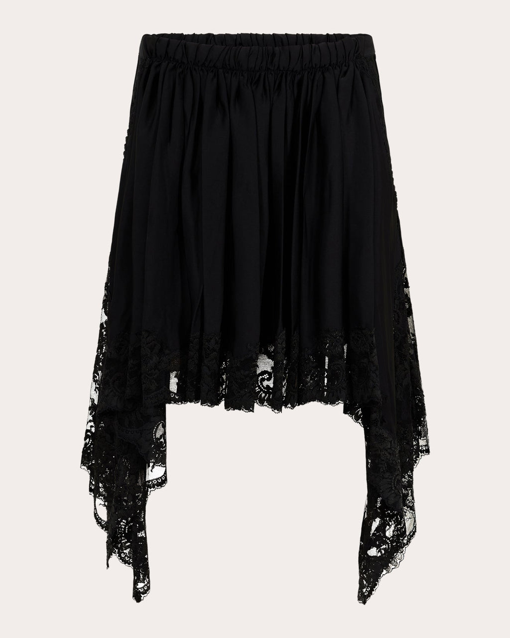 Pleated Embroidered Lace Draped Skirt