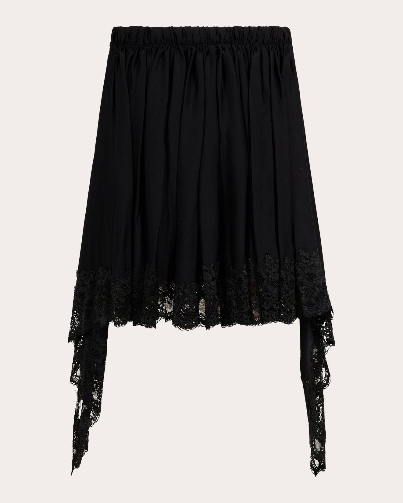 Pleated Embroidered Lace Draped Skirt