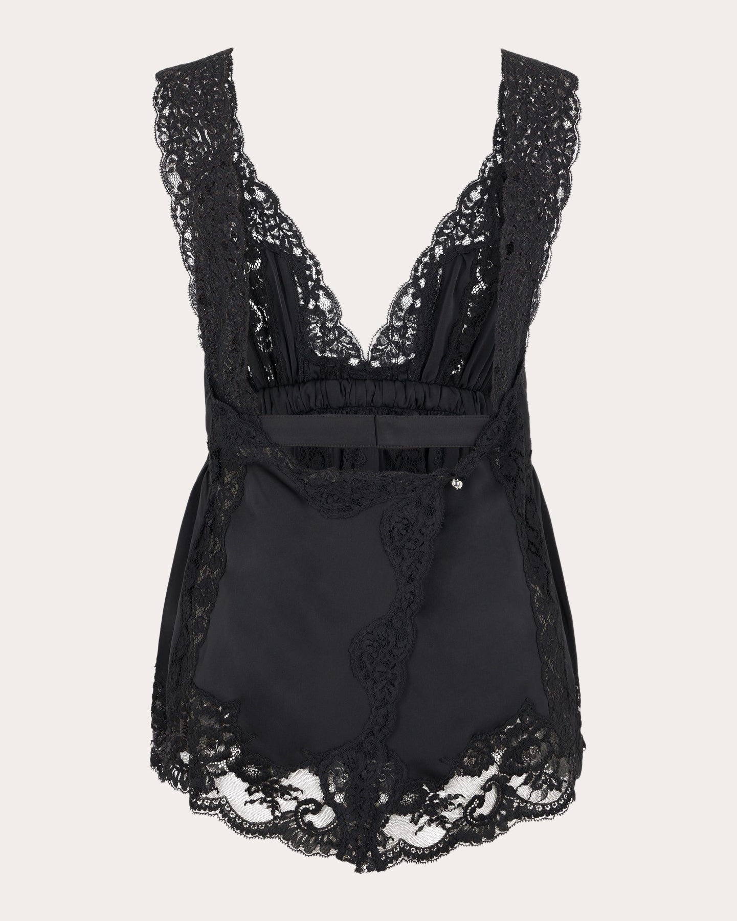 Pleated Lace Empire-Waist Tank Top