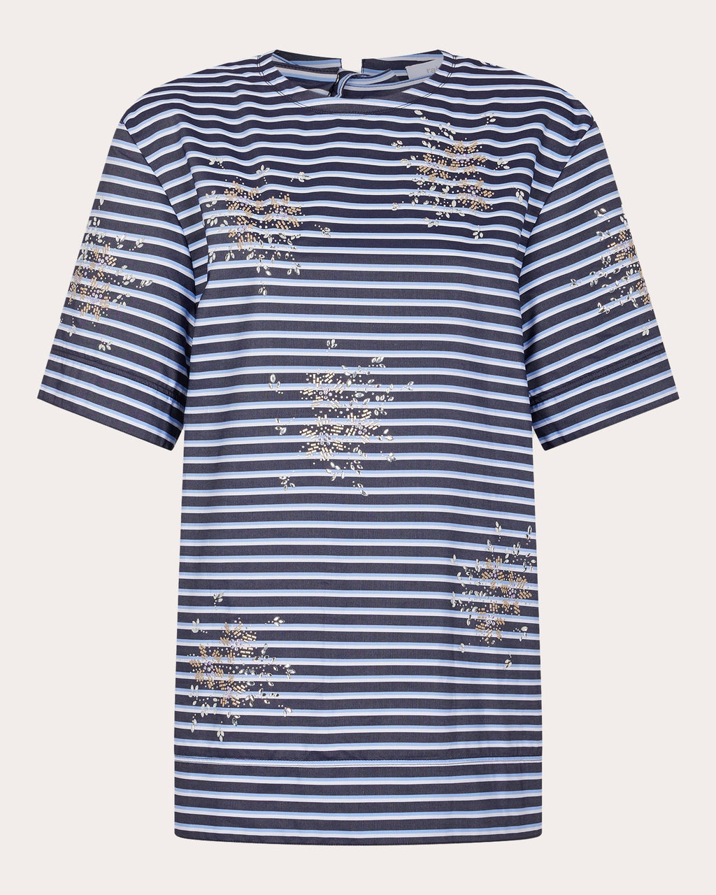 Embellished Striped Open-Back Cotton-Jersey Top