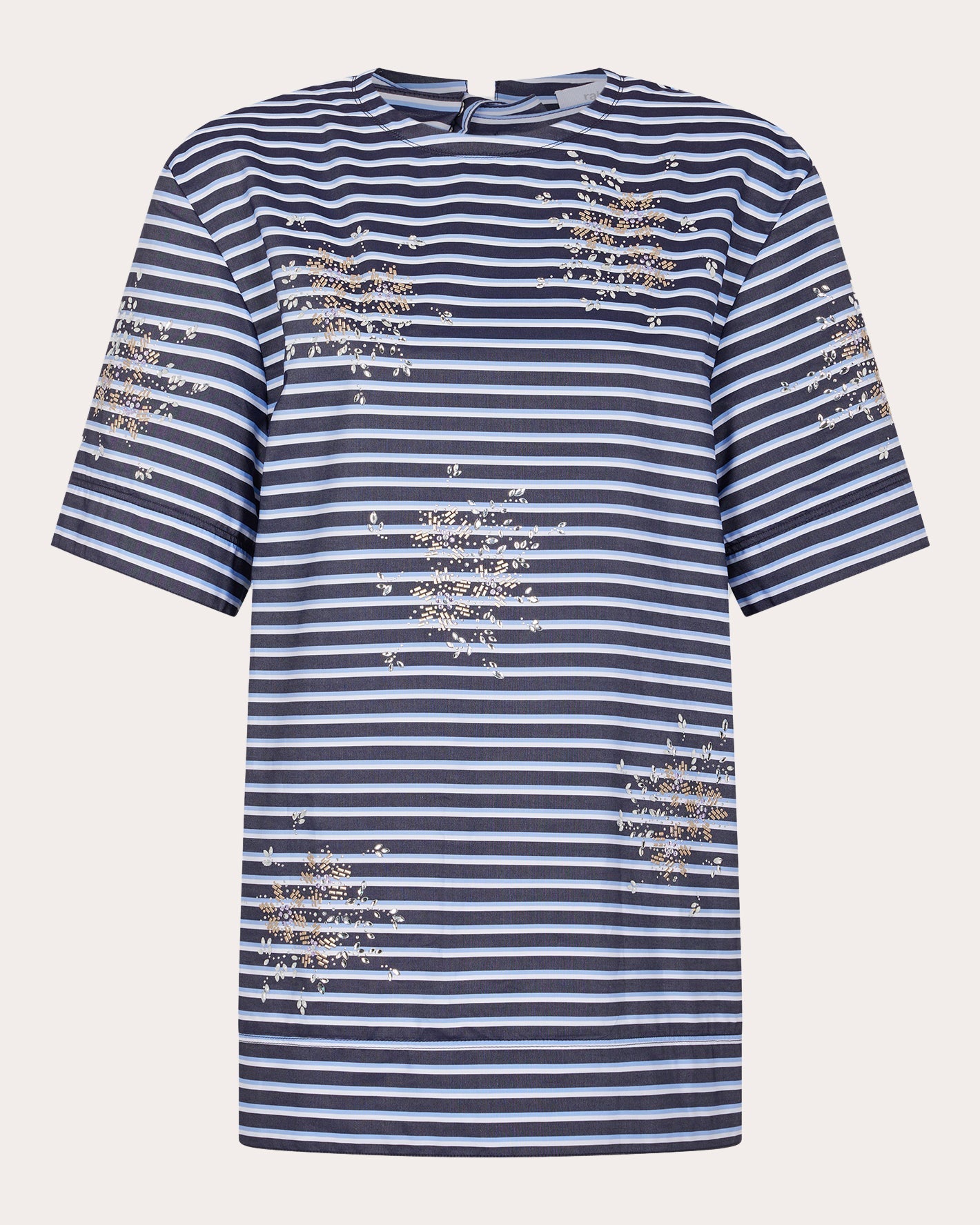 Embellished Striped Open-Back Cotton-Jersey Top