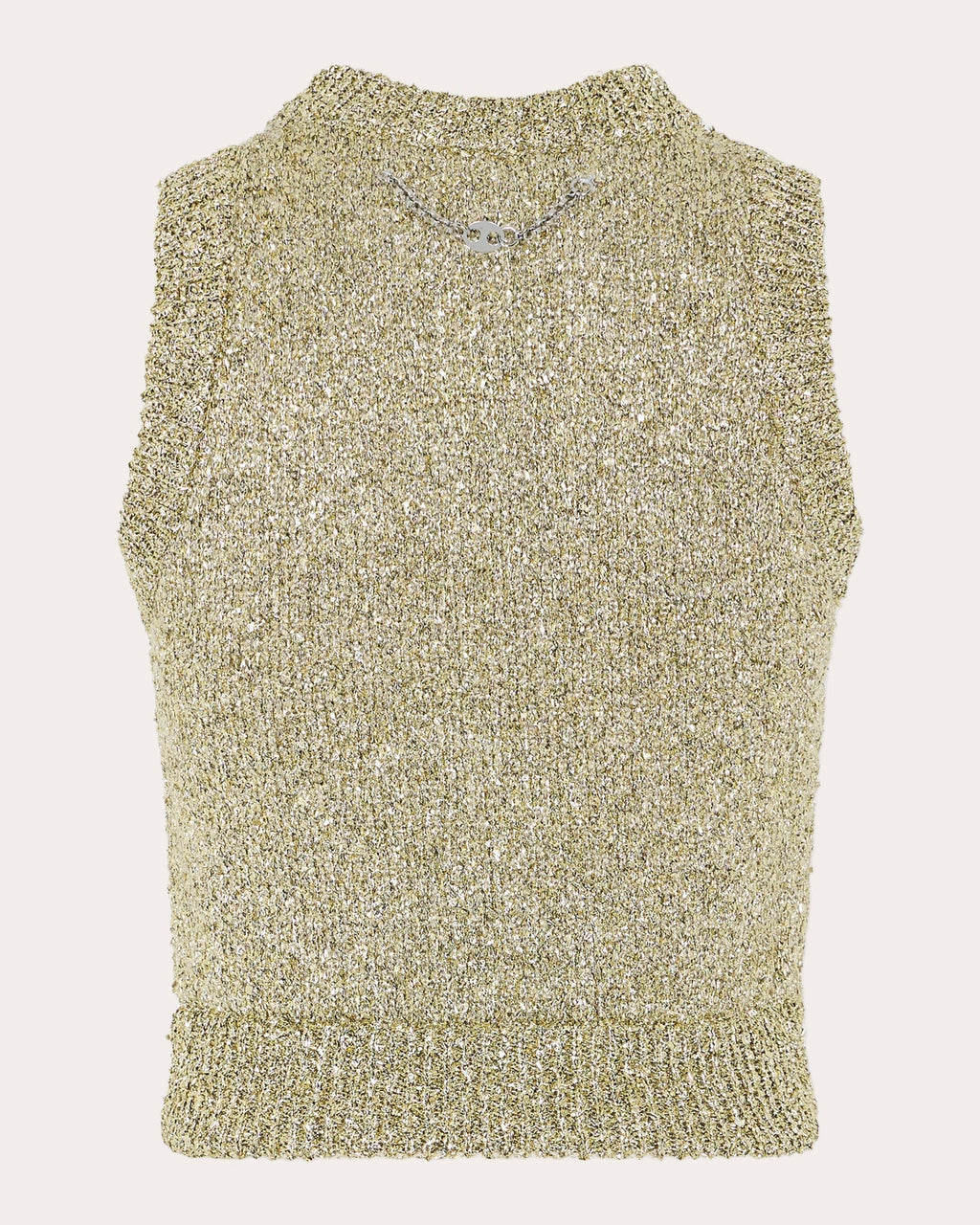 Cropped Metallic Knit Top