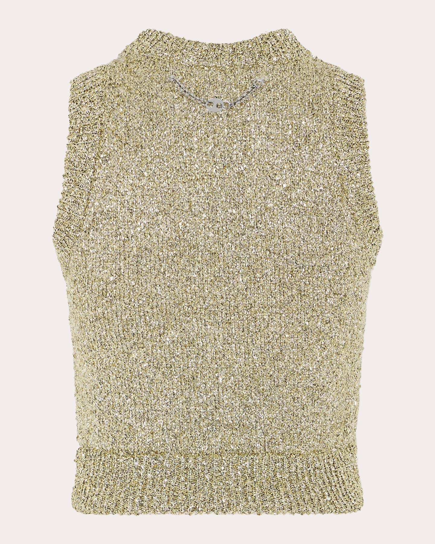 Cropped Metallic Knit Top