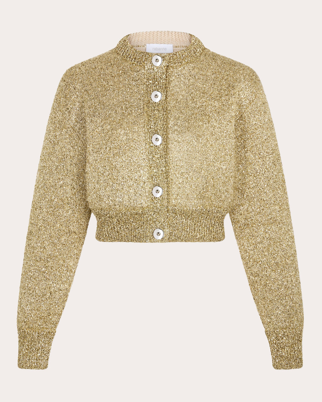 Cropped Metallic Knit Cardigan