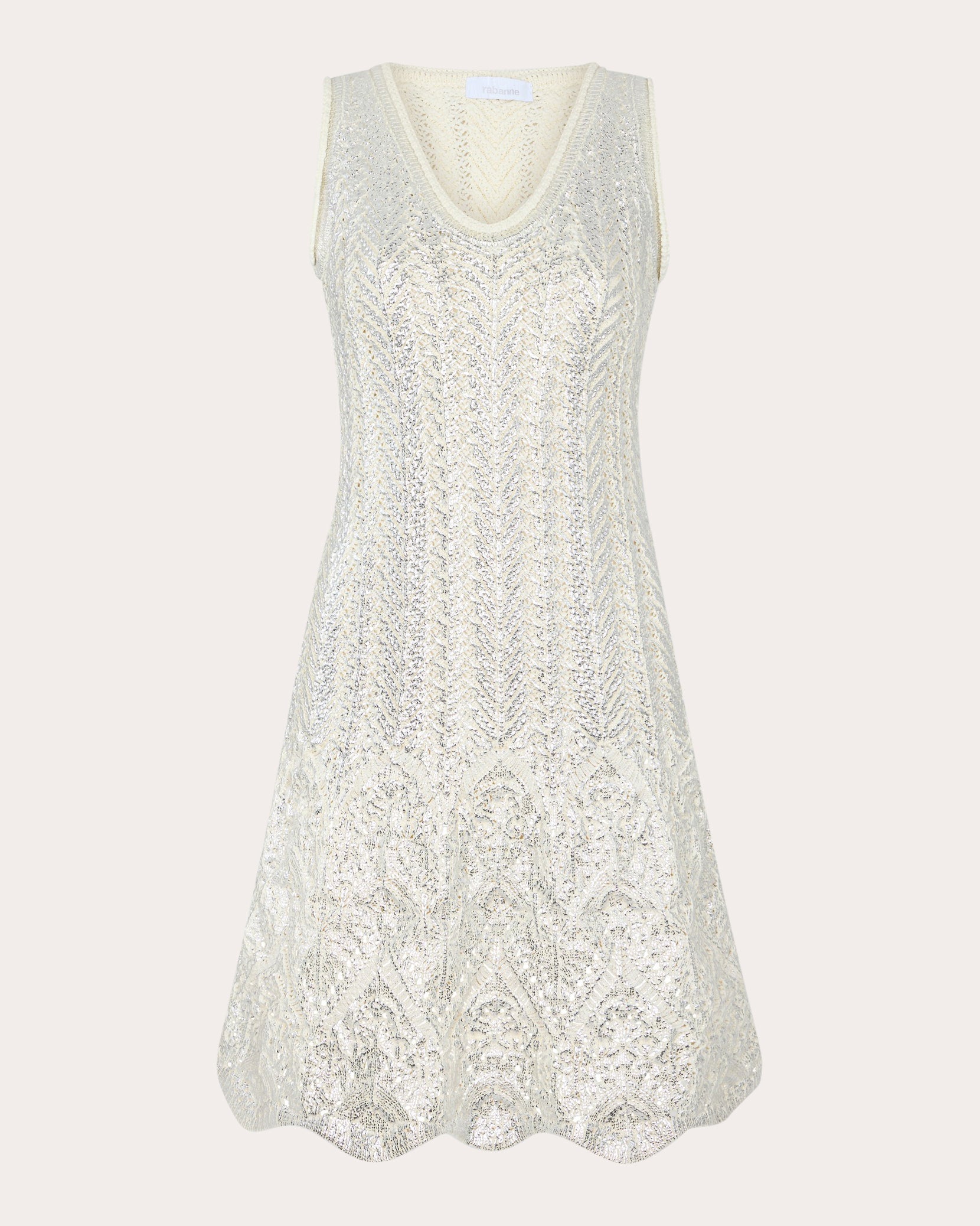 Metallic Crochet Knit Mini Dress