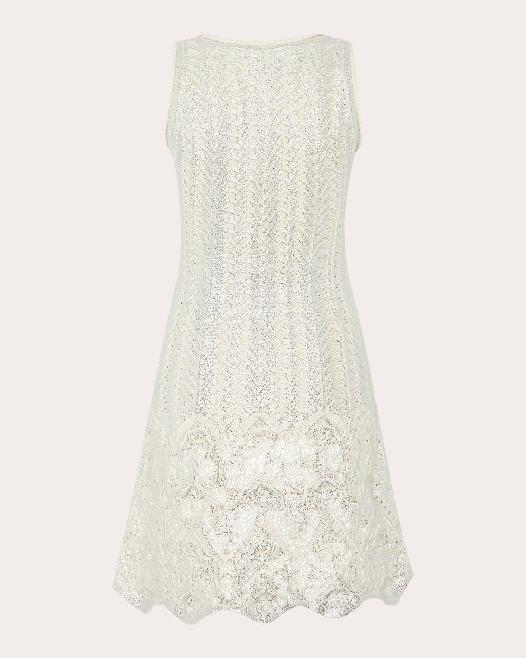 Metallic Crochet Knit Mini Dress